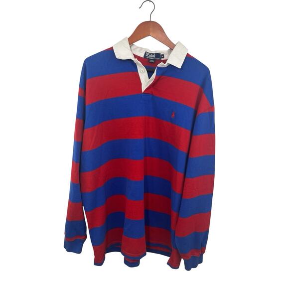 Ralph Lauren Other - Vtg Polo Ralph Lauren Men’s Rugby Shirt Striped Red Blue XL Preppy Old Money